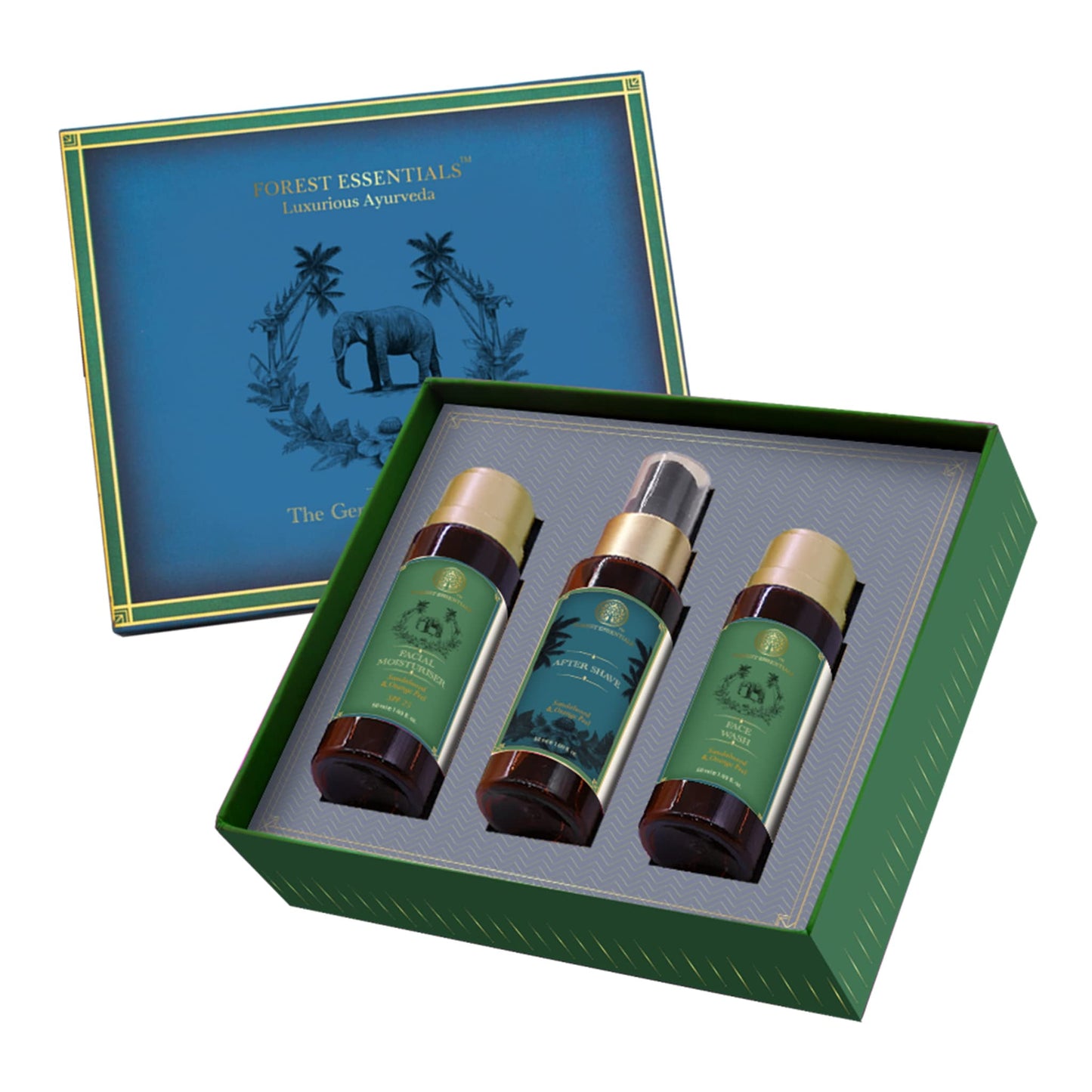 Forest Essentials Essentials For Him | Sandalwood & Orange Peel Luxurious Gift Set For Men