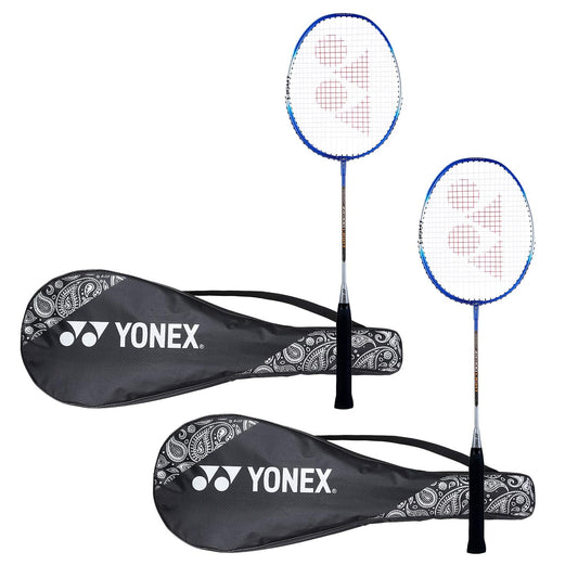 Yonex ZR 100 Light Aluminium Badminton Racquet with Full Cover, Set of 2 Blue