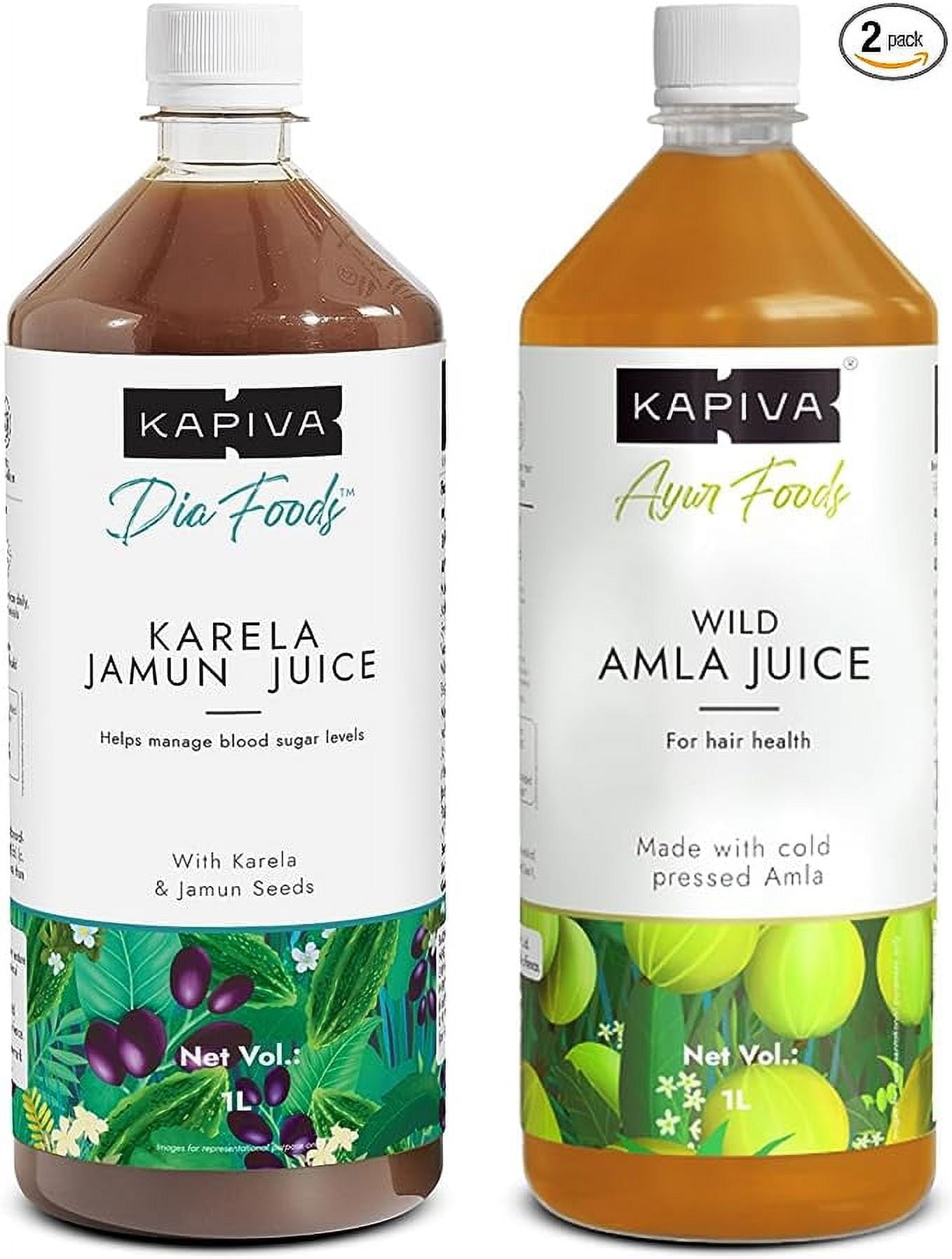 Kapiva Karela Jamun Juice 1 L + Kapiva Amla Juice 1 L Power Combo