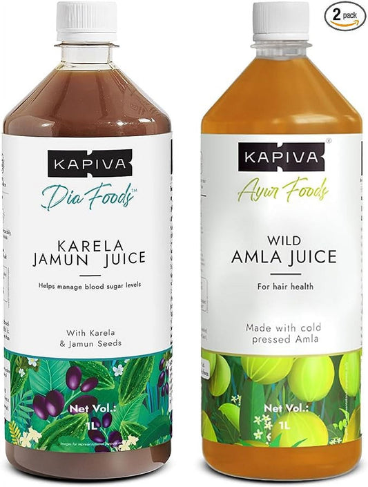 Kapiva Karela Jamun Juice 1 L + Kapiva Amla Juice 1 L Power Combo