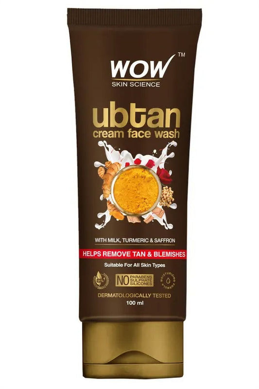 Wow Skin Science Ubtan Cream FaceWash for All Skin Types With Turmeric & Saffron | for Tan