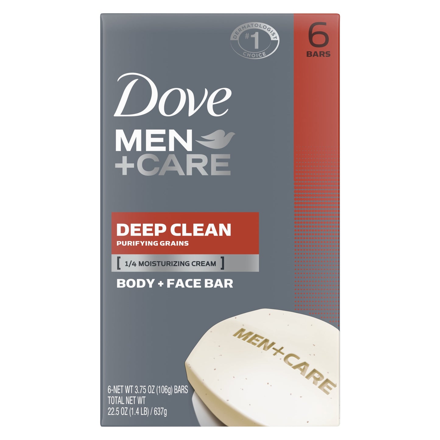 Dove Men+Care Body Soap and Face Bar Deep Clean 3.75 oz 6 Bars