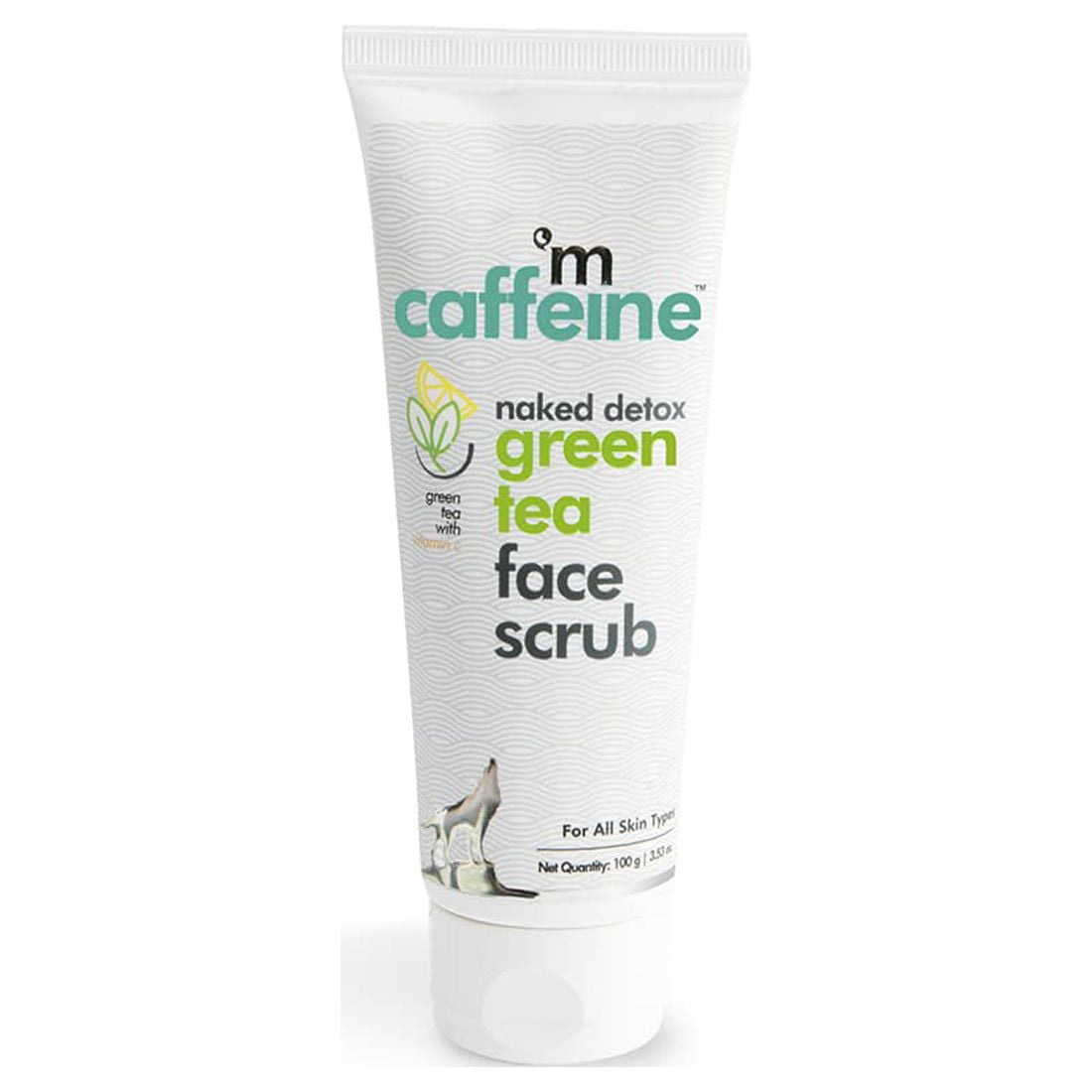 mCaffeine Green Tea Face Scrub with Vitamin C & Walnut for Women & Men | Removes Dirt, Bla