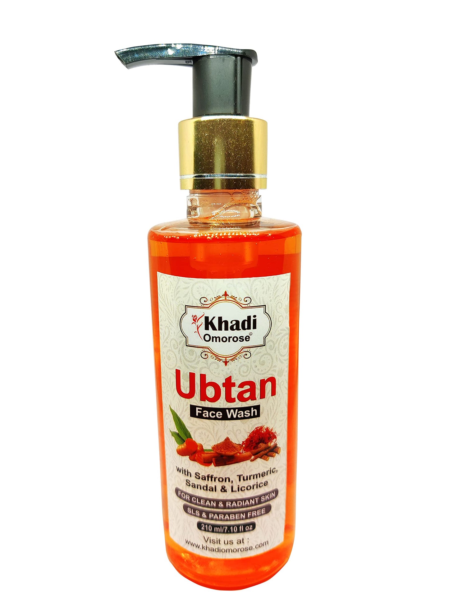 Khadi Omorose Ubtan Natural FaceWash With Turmeric & Saffron, 210 Ml