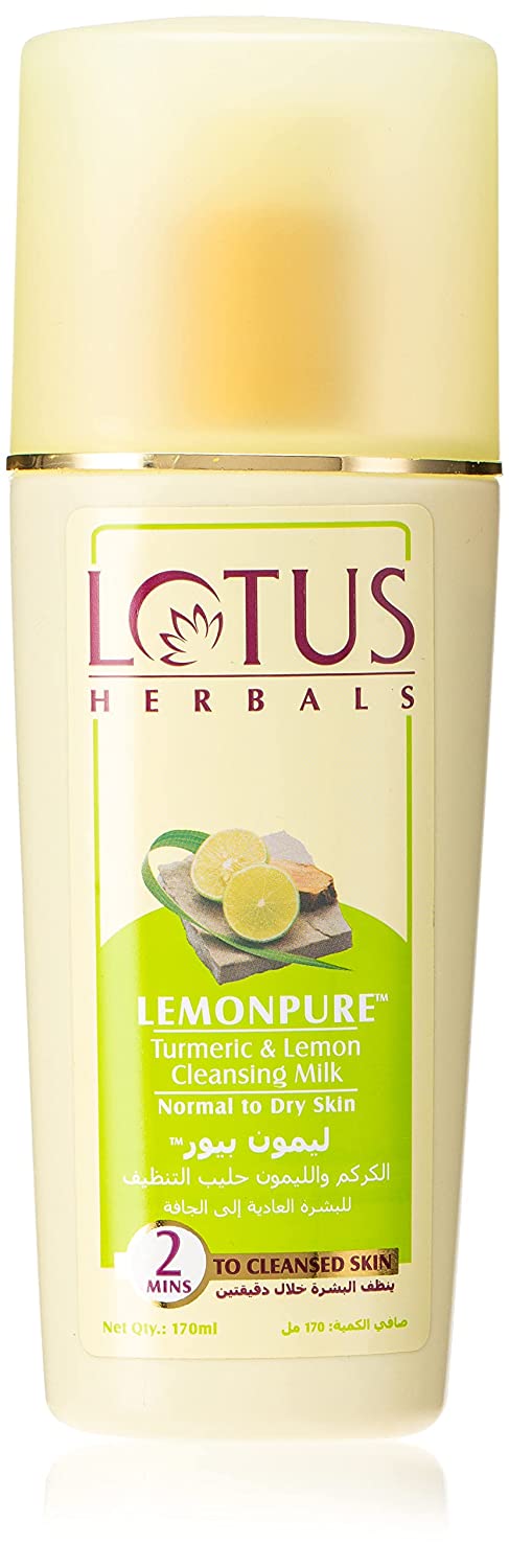 Lotus Herbals LemonPure Turmeric & Lemon Cleansing Milk | Makeup Remover | For all skin ty
