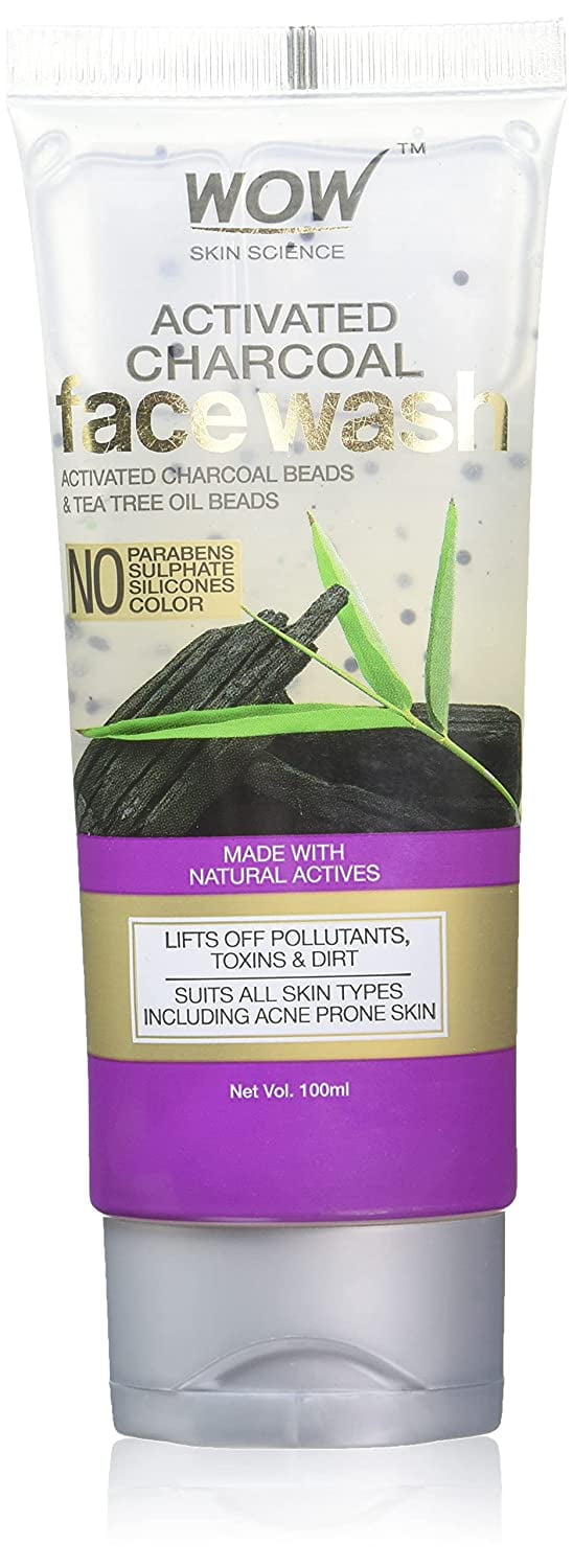Wow Activated Charcoal FaceWash with Activated Charcoal Beads, 100 ml