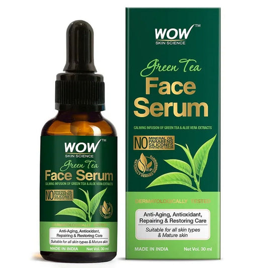 Wow Skin Science Green Tea FaceSerum - With Green Tea & Aloe Vera Extracts - for Repairing