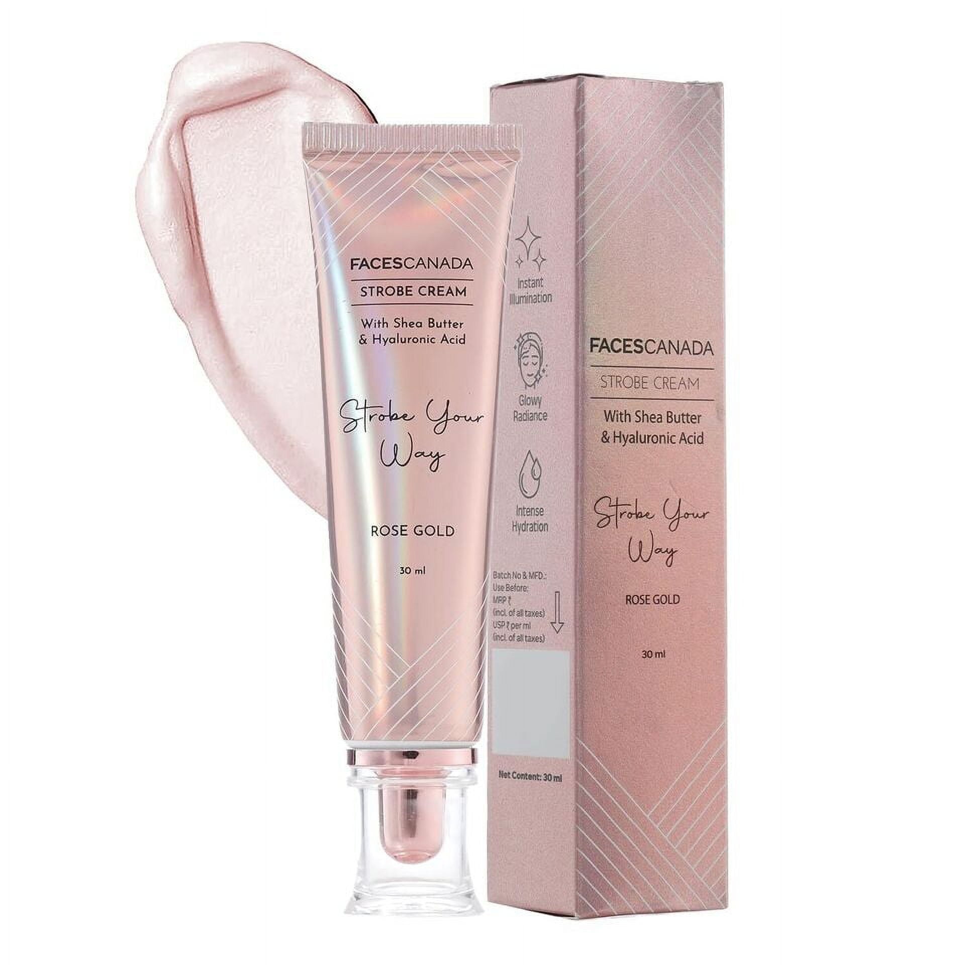 FACES CANADA Strobe Cream - Rose Gold, 30GM With Shea Butter & Hyaluronic Acid