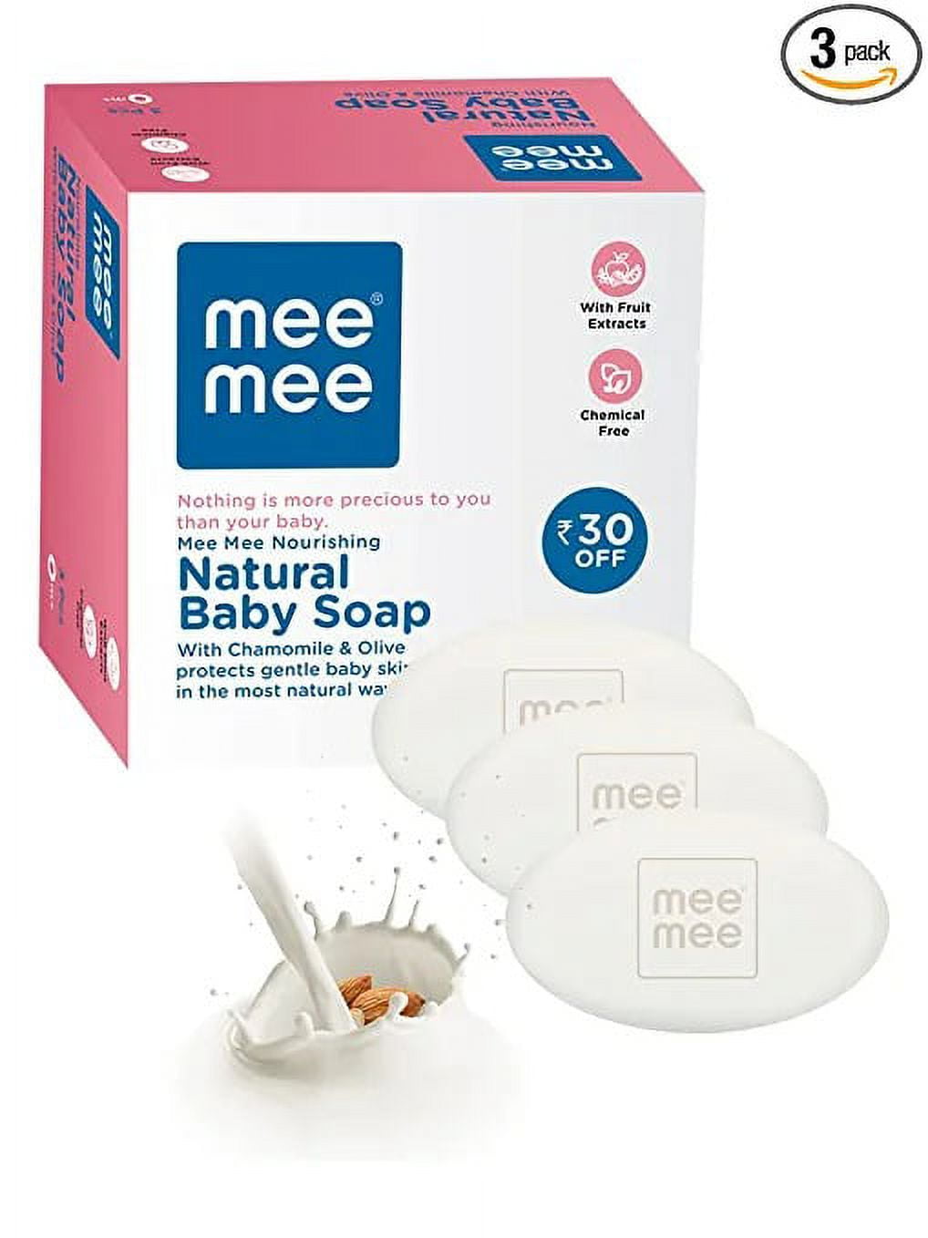 Mee Mee Nourishing Baby Soap For Bath Bar with 100% Natural Amond Oil & Milk Extract , Der