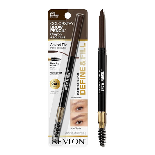 Revlon ColorStay Brow Pencil, Waterproof, 220 - Dark Brown, .012 oz