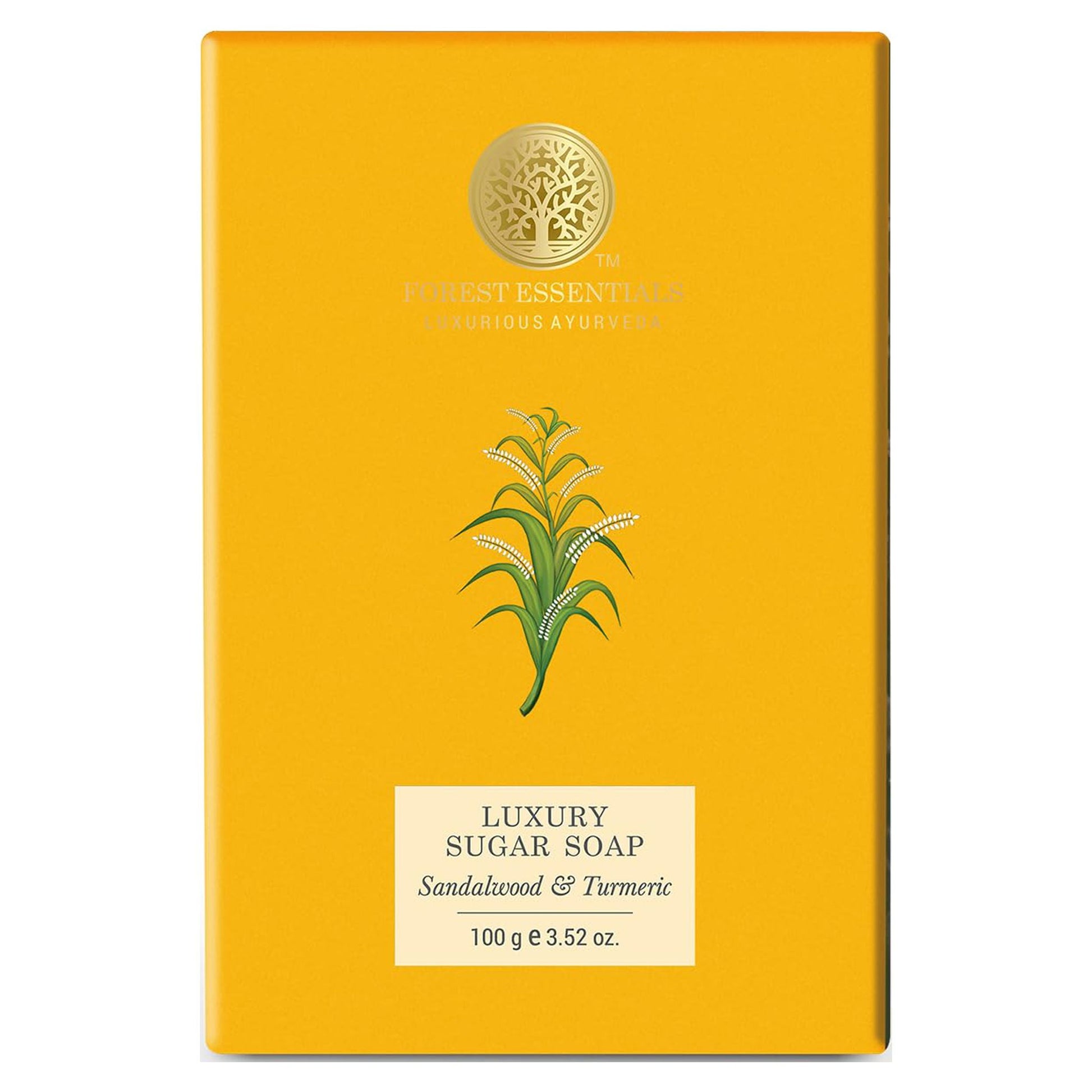 Forest Essentials Luxury Sugar Soap Sandalwood & Turmeric Ayurvedic Luxury Handmade Soap F
