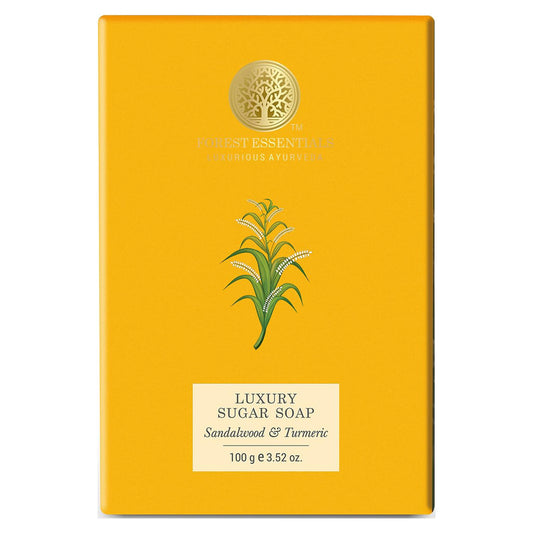 Forest Essentials Luxury Sugar Soap Sandalwood & Turmeric Ayurvedic Luxury Handmade Soap F