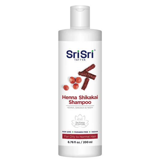 Sri Sri Tattva Neem Henna Shikakai Herbal Shampoo for Oily Hair to Normal Hair, 200 ml