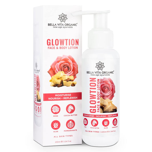 Bella Vita Organic Face and Body Butter Lotion Glowtion for Deep Hydration, Moisturization