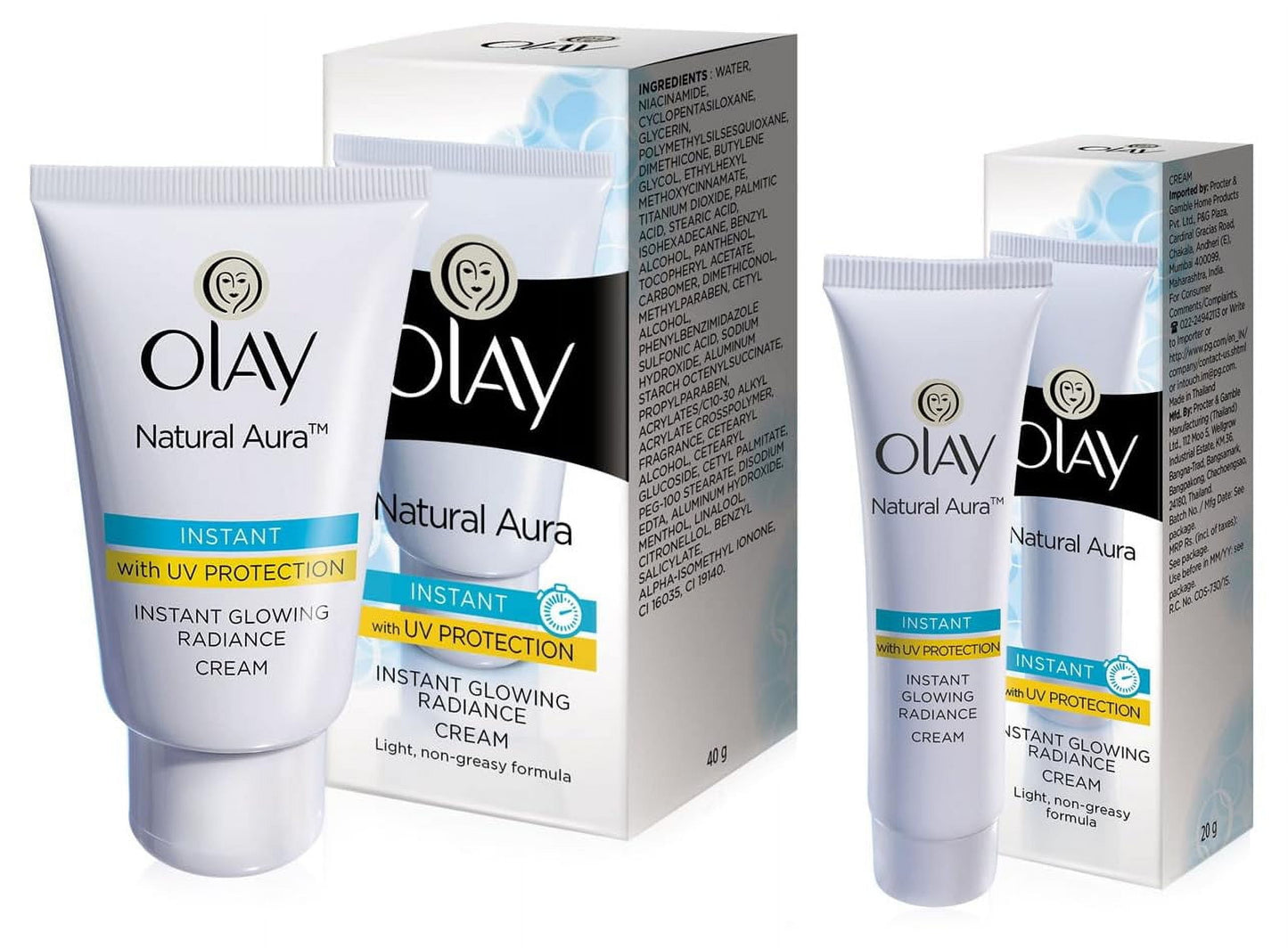 Olay Natural Aura Vitamin B3, Pro B5, E With Uv Protection, 40g&Olay Natural Aura Vitamin
