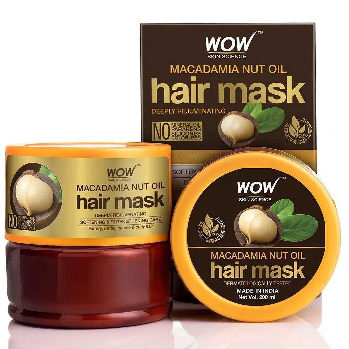 Wow Skin Science Macadamia Nut Oil HairMask - Deeply Rejuvenating - for Dry, Brittle, Coar