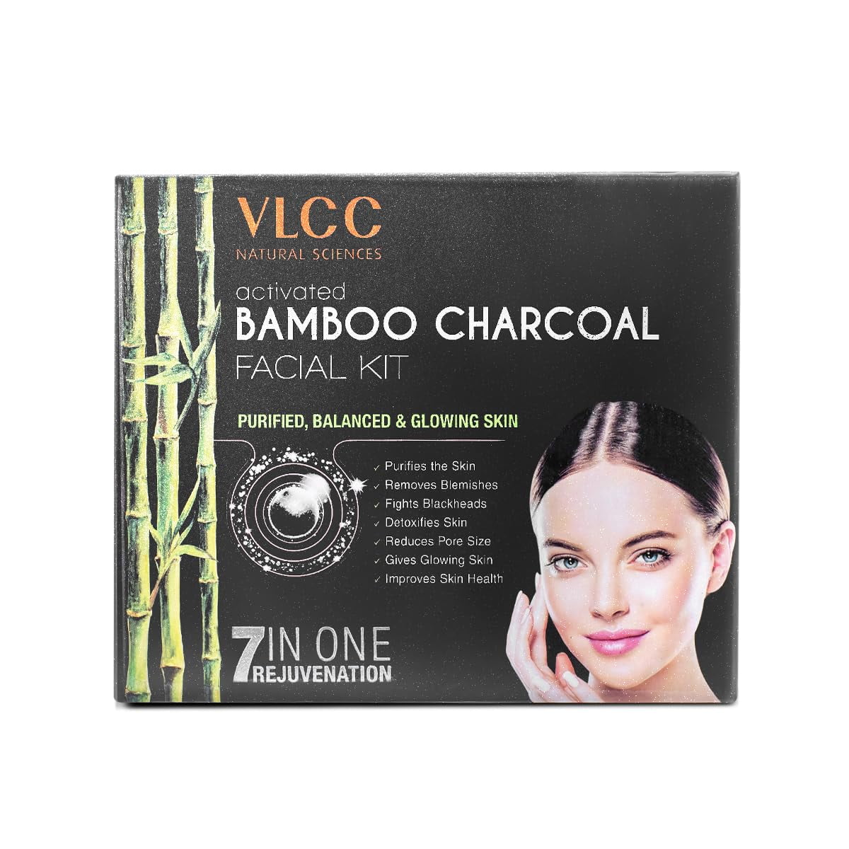 Vlcc Activated Bamboo Charcoal Facial Kit - 60G For Purified, Balanced & Glowing Skin | He
