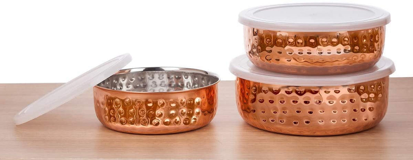 Signoraware Food Storage Bowls - Copper Plated Stainless Steel Stackable Storage Bowl Set