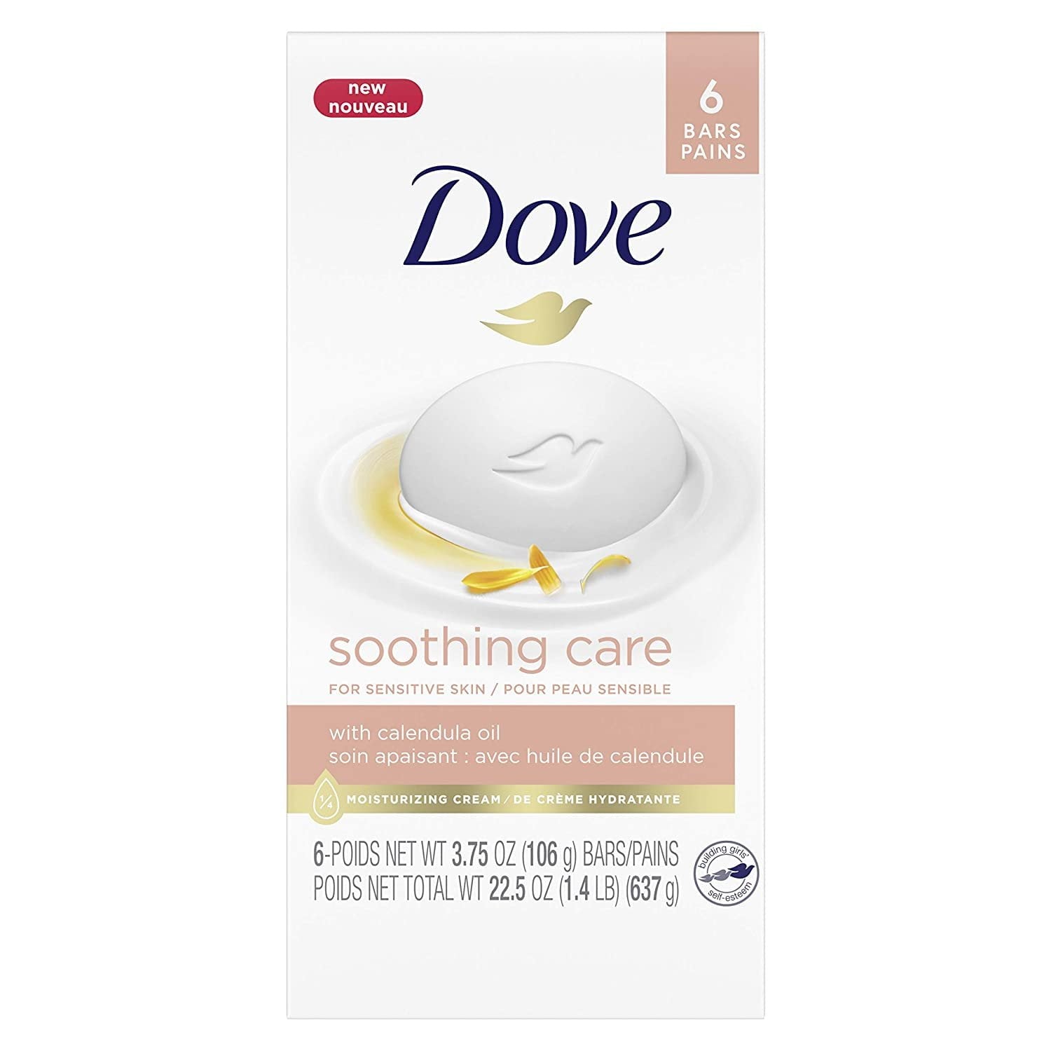 Dove Soothing Care Moisturizer Cream Bars, Fragrance Free, 3.75 oz, 6 Ct
