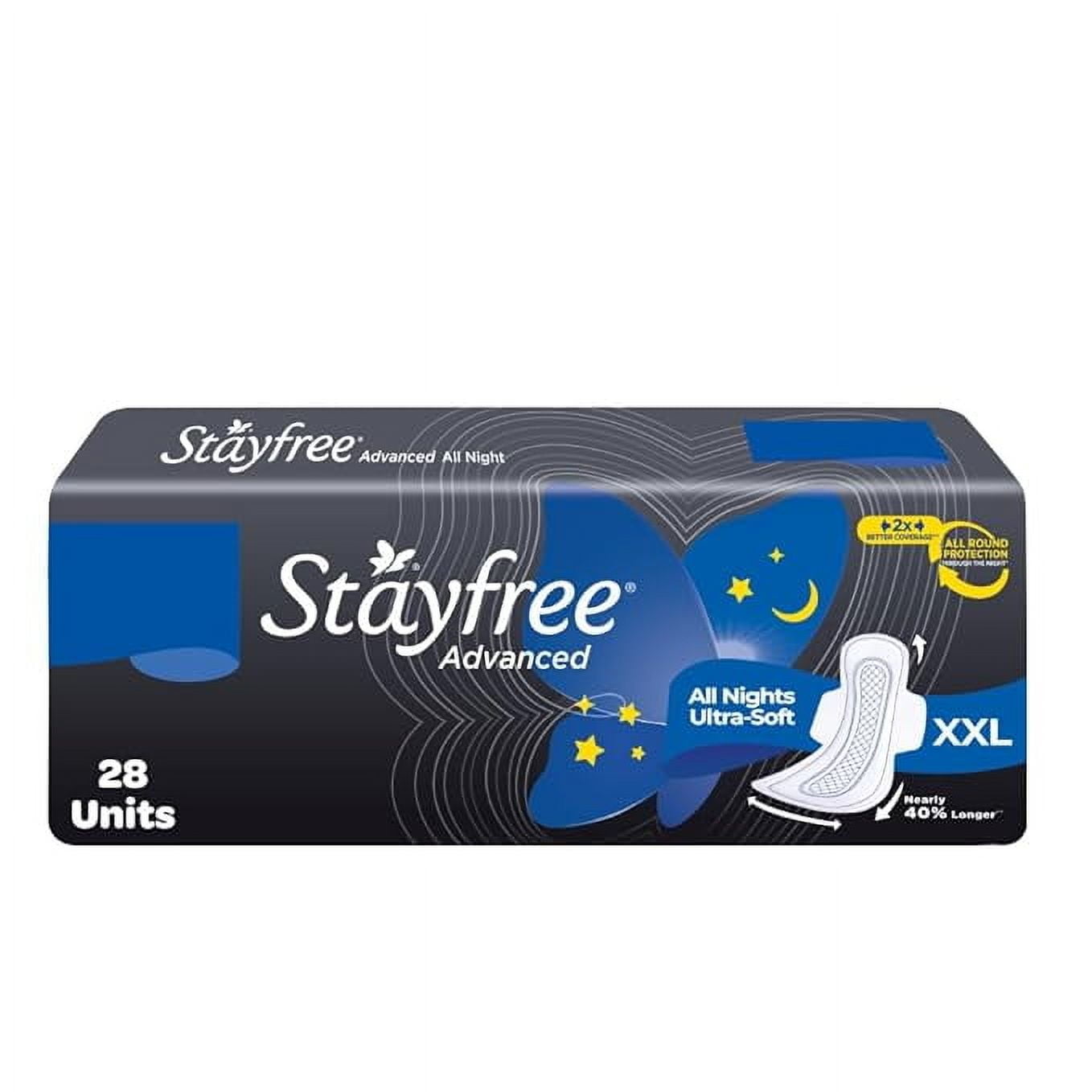 STAYFREE Advanced All Nights Ultra Soft Sanitary Pads - XXL, 28 Pads