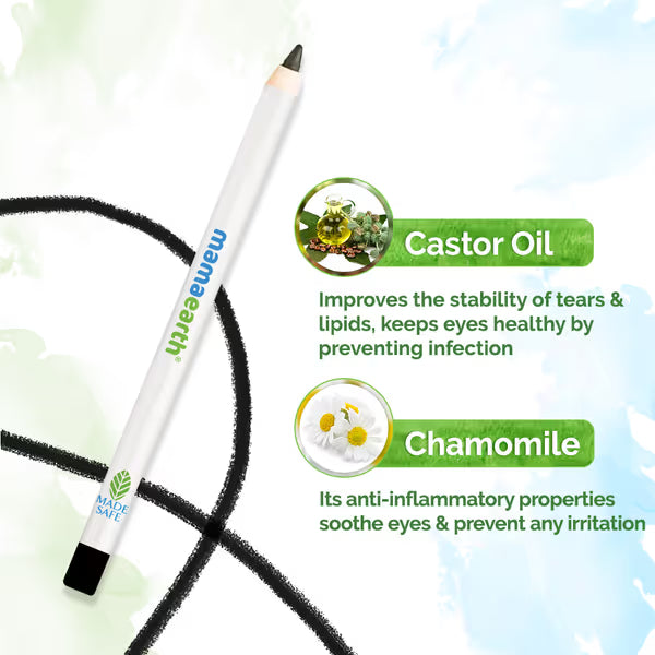 Mamaearth Long Stay Kajal: Black Waterproof, 11 Hour, With Sharpener