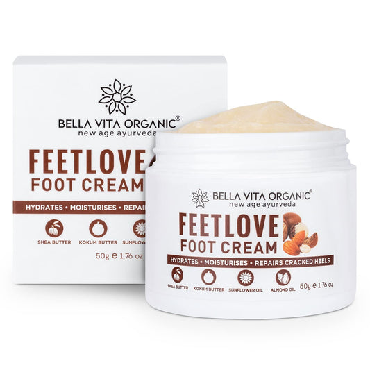 Bella Vita Organic Feet Love Foot Cream Softens Hydrates Rough Dry Feet, Moisturizes & Rep