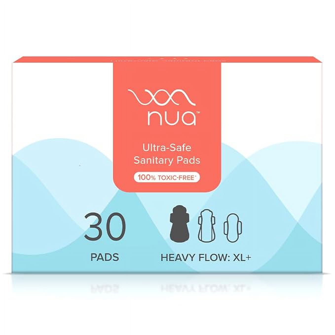 Nua Ultra-Safe Sanitary Pads For Women | 30 Ultra Thin Pads | Heavy Flow-XL+ | Safe on Ski