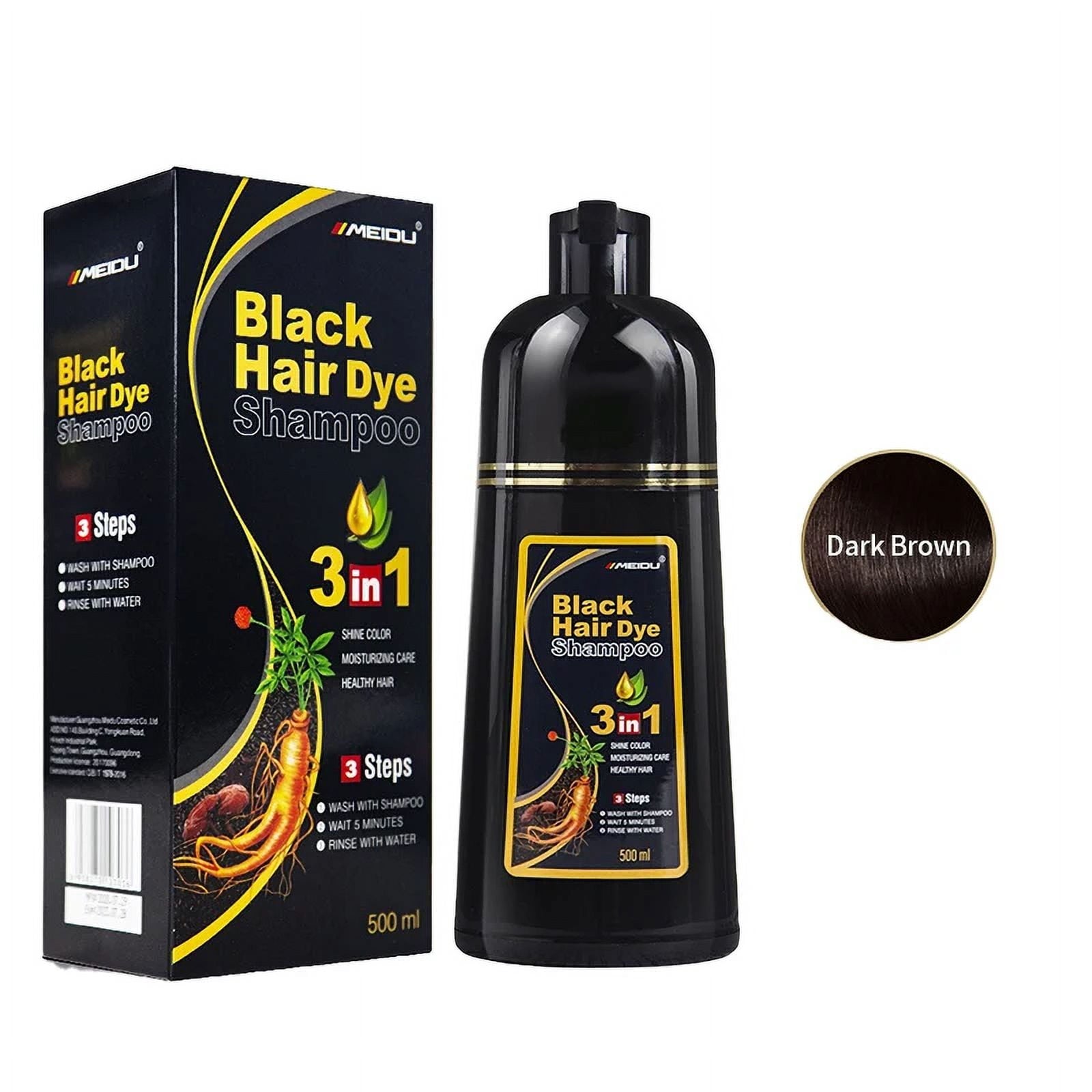 500ml MEIDU Original 3in1 Hair Darkening Dye Shampoo Herbal Ingredients Color HairCare Sha