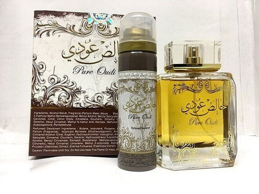 Khalis Oudi (Pure Arabian Oudi) With Deo Floral Musky Vanilla Eau de Parfum by Lattafa 100