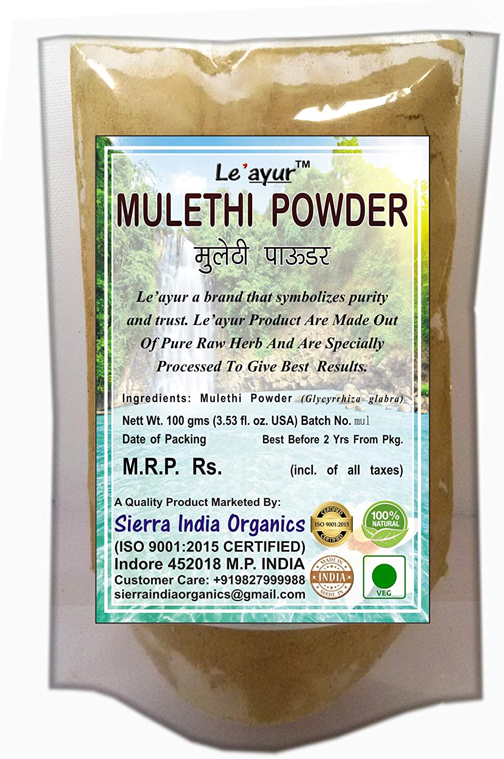 Le'ayur Mulethi (Glycyrrhiza Glabra) Powder, 100 GMS