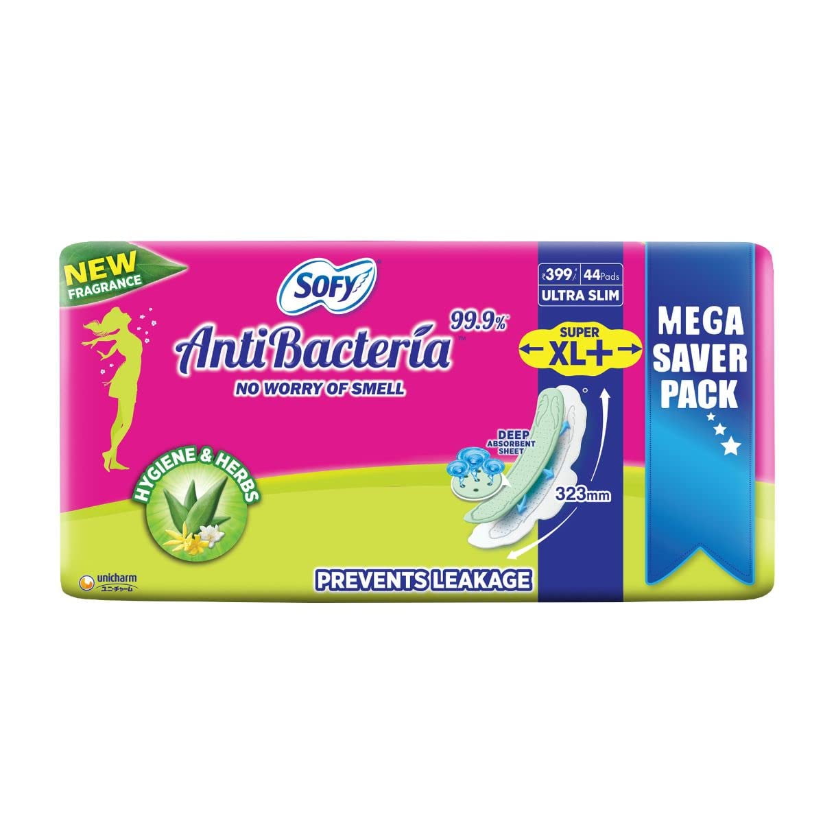 Sofy Anti Bacteria Extra Long Sanitary Pads, Pack Of 44