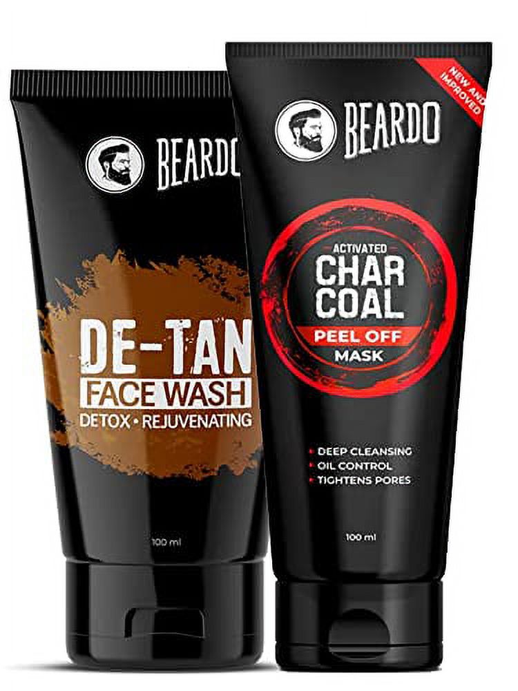 Beardo Activated Charcoal Peel Off Mask and Beardo De-Tan FaceWash Combo (Pack of 2) | Mad