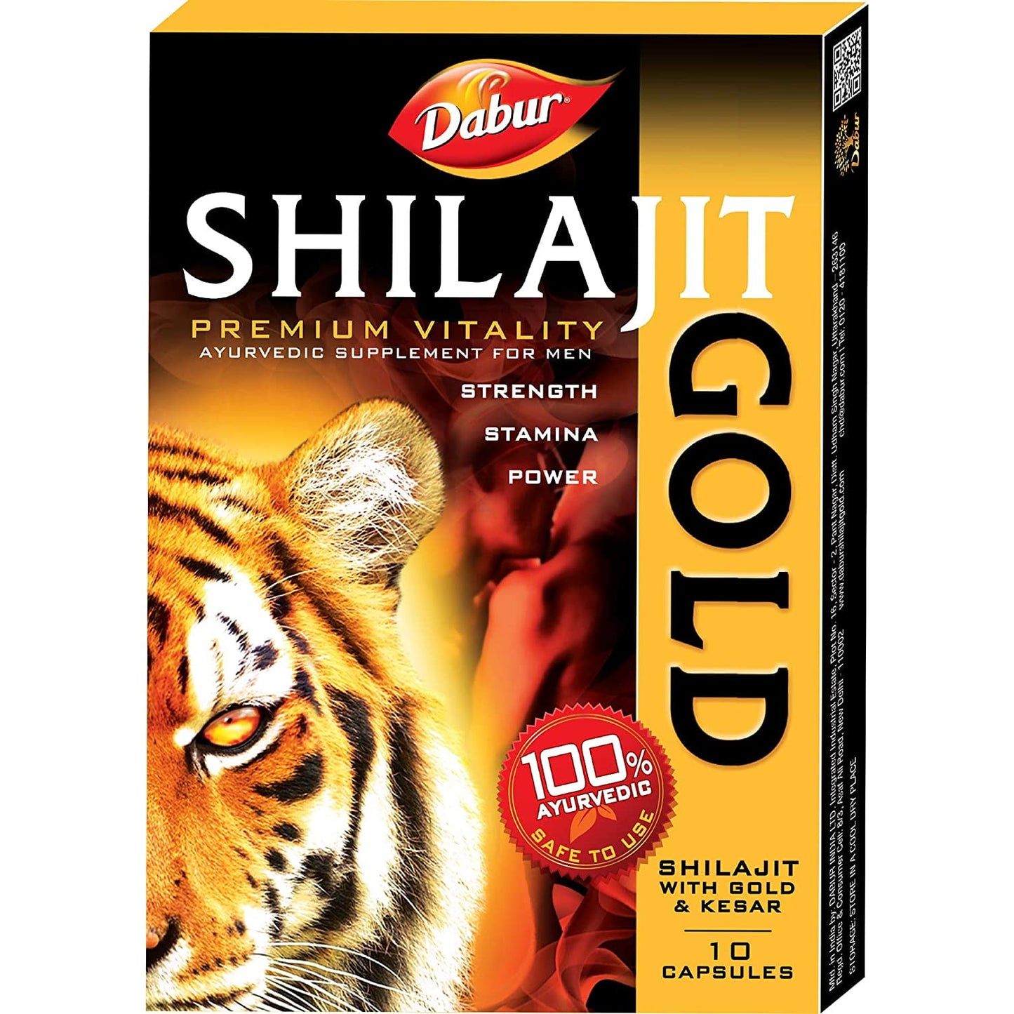 Dabur Shilajit Gold : 100 % Ayurvedic Capsules for Strength , Stamina and Power -10 capsul