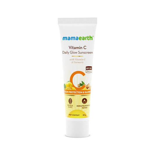 Mamaearth Daily Glow Sunscreen: SPF 50 PA+++, Vitamin C & Turmeric, 20