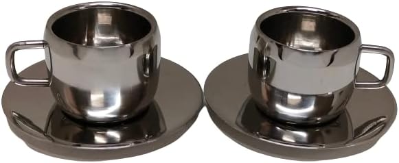 iKonbi Stainless Steel Apple Cups with Saucers Set of
