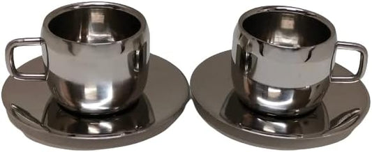 iKonbi Stainless Steel Apple Cups with Saucers Set of