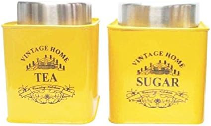 iKonbi Stainless Steel Yellow Square Half Deck Tea and Sugar Canister 850