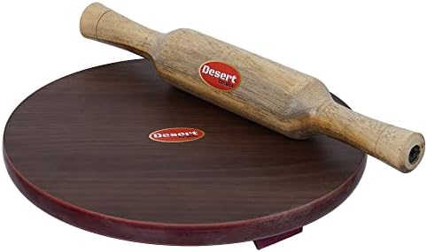 Desert Crafts 10 Inch Plywood Chakla with 12Inch Wooden Belan for Home & Kitchen (10 in, P