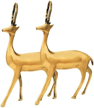 Deer Pair Statue | Brass Premium Finished Figurine | Brass Decorative Showpiece for Home &
