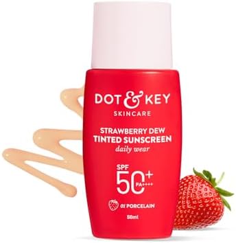 Dot & Key Strawberry Dew Tinted Sunscreen SPF 50+ Pa++++ - 01 Porcelain | Protection Again
