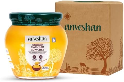 Anveshan A2 Cow Ghee 500ML | Glass Jar | Bilona Method | Curd-Churned | Pure, Natural & He