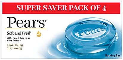 Pears Soft and Fresh Bathing Bar, 125g (Buy 3 Get 1 Free)