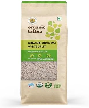 Organic Tattva Urad Dal White Split Lentils, 500g USDA Certified