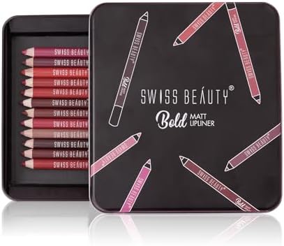 Swiss Beauty Bold Matte Lipliner Pencil, 12 Multi Color, (1.8g)