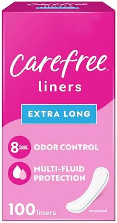 Carefree Panty Liners, Extra Long Liners, Unwrapped, Unscented, 100ct (Packaging May Vary)