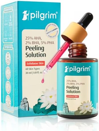 Pilgrim 25% AHA + 2% BHA + 5% PHA Peeling Solution 30ml For Face & Body |10-Minute Facial