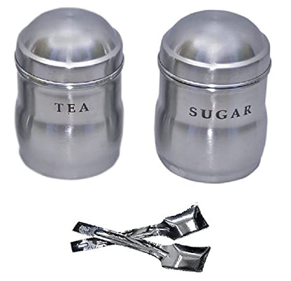iKonbi Stainless Steel Maharaja Tea&Sugar Canister With Spoon- Set Of