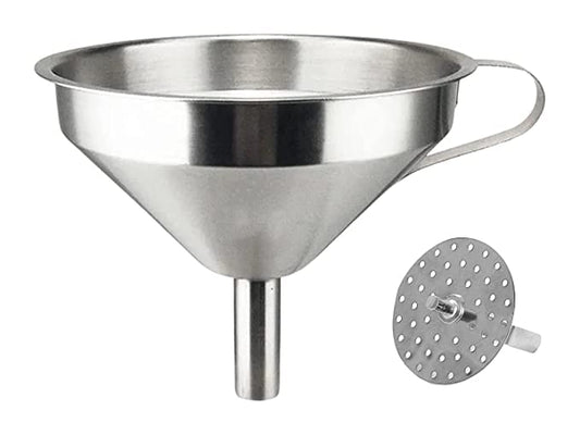 iKonbi Stainless Steel Multipupose Funnel With Detachable Strainer/Filter For Cooking Oil