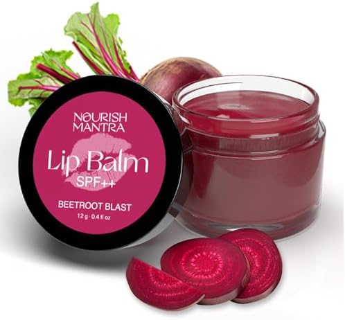 Nourish Mantra - Beetroot LipBalm with SPF | Made with Olive oil, Shea Butter, Vitamin E a