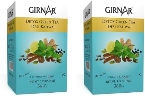 Girnar Green Tea Desi Kahwa (Detox Tea) - 36 Tea Bags X 2 Packs